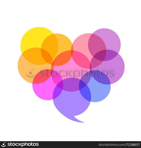 Abstract heart made with colorful circle. Bubble illustration isolated on white background.