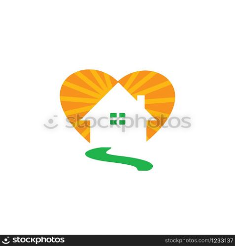 Abstract heart shape home logo design. Love home vector logo design.