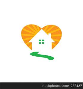 Abstract heart shape home logo design. Love home vector logo design.