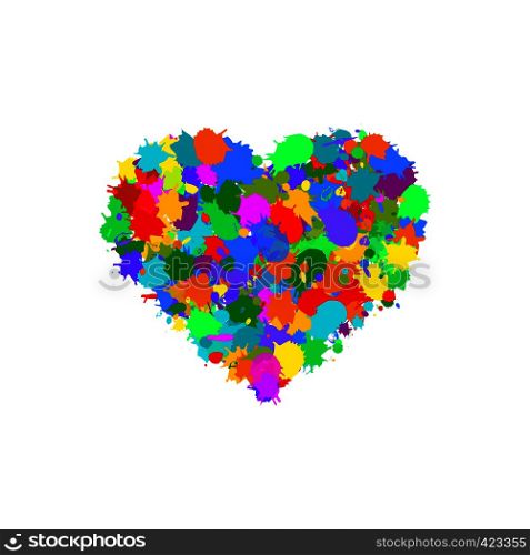 Abstract Heart Shape Made From Colorful Splashes, Blots, Stains