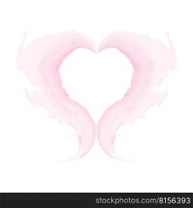 Abstract heart shaped brush stroke in trendy shades of pale pink watercolor. Happy valentines day. Isolate. Frame. Template for lettering, background for web, poster, card, brochure, flyer, label. EPS