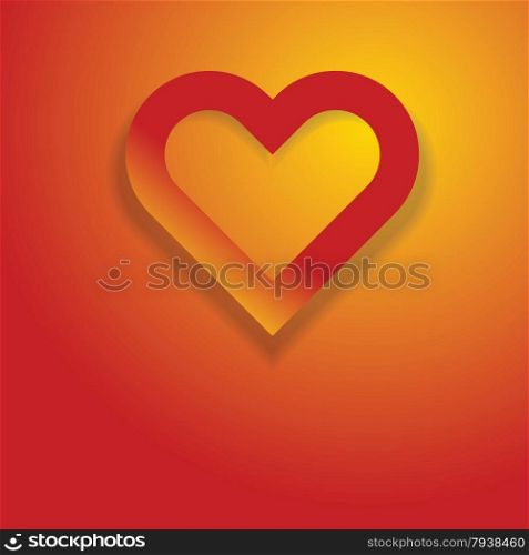 Abstract Heart symbol on orange red background as love concept vector illustration.