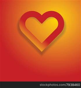 Abstract Heart symbol on orange red background as love concept vector illustration.
