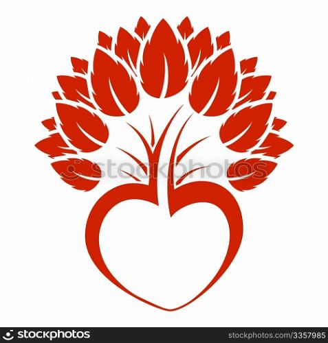 Abstract heart tree icon logo