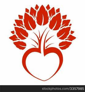Abstract heart tree icon logo
