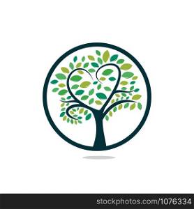 Abstract heart tree vector logo design. Ecological icon tree vector design template.