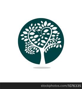 Abstract heart tree vector logo design. Ecological icon tree vector design template.