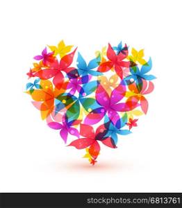 Abstract heart with flowers. Vector illustration Abstract heart with colorful flowers