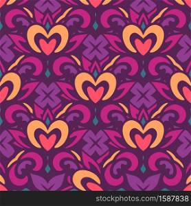 Abstract hearts pattern harlequin vintage indian textile ethnic seamless pattern ornamental.. Abstract Doodle style seamless pattern ornamental. Vector seamless pattern ethnic tribal geometric print