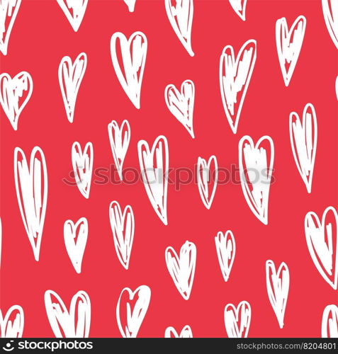 Abstract hearts seamless pattern. Hand drawn vector illustration. Pen or marker doodle sketch. Red and white scribble.. Abstract hearts seamless pattern. Hand drawn vector illustration. Pen or marker doodle sketch. Red and white scribble