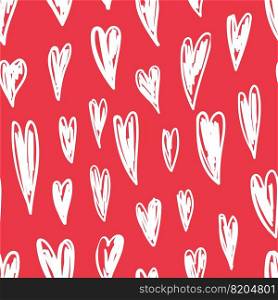 Abstract hearts seamless pattern. Hand drawn vector illustration. Pen or marker doodle sketch. Red and white scribble.. Abstract hearts seamless pattern. Hand drawn vector illustration. Pen or marker doodle sketch. Red and white scribble