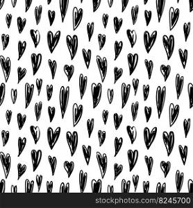 Abstract hearts seamless pattern. Hand drawn vector illustration. Pen or marker doodle sketch. Black and white scribble.. Abstract hearts seamless pattern. Hand drawn vector illustration. Pen or marker doodle sketch. Black and white scribble