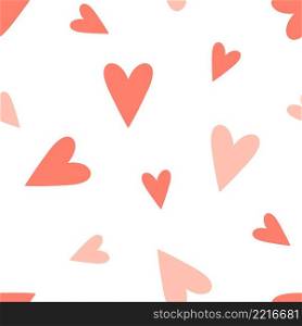 Abstract hearts seamless pattern. Romantic cute simple background with love symbol. Template for gift wrapping, paper, fabric and design vector illustration
