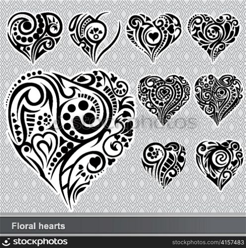 abstract hearts set vector illustration