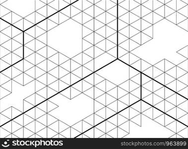 Abstract hexagon outlines black color of modern pattern decoration background. You can use for artwork, present, annual report, trendy design of geometric. illustration vector eps10