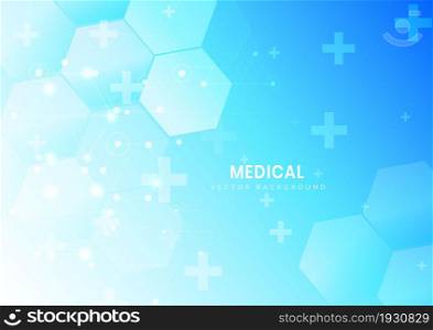Abstract hexagon pattern and lines background. Medical and science concept. Vector illustration