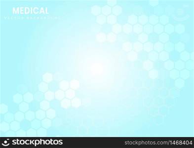 Abstract hexagon pattern light blue background.Medical and science concept. Vector illustration