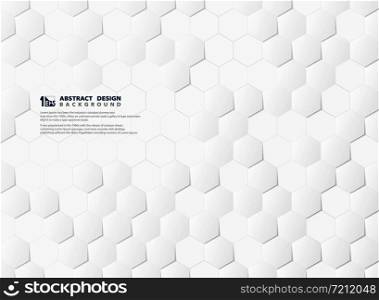 Abstract hexagon pattern technology 3d white and gray background. You can use for poster, artwork, ad, tech design of technology, futuristic design. illustration vector eps10