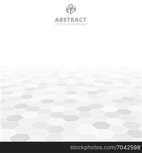 Abstract hexagon perspective pattern white and gray color background. Vector illustration