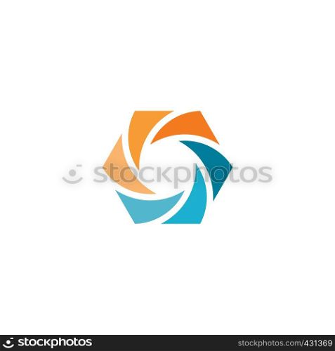 abstract hexagon round logo symbol