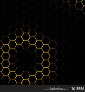 Abstract hexagonal black tech on yellow background. You can use for ad, poster, artwork, template, design. illustration vector eps10
