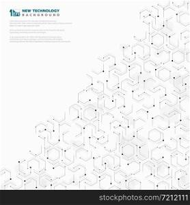 Abstract hexagonal geometric technology pattern design white and gray template. You can use for ad, poster, artwork, technology cover design, presentation. illustration vector eps10