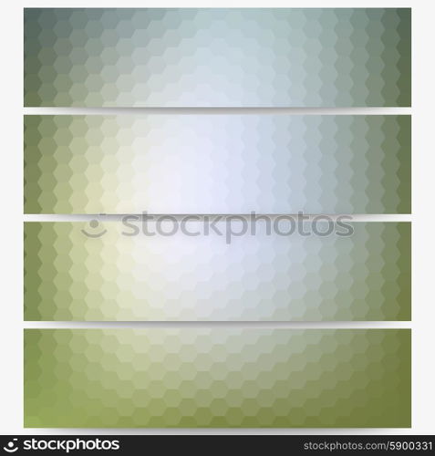 Abstract hexagonal headers set, blurred design vector.