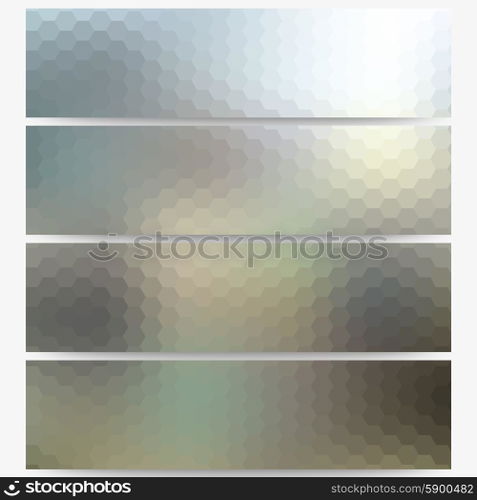 Abstract hexagonal headers set, blurred design vector.