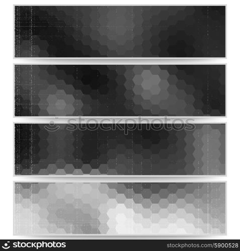 Abstract hexagonal headers set, blurred design vector.