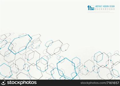 Abstract hexagonal of modern technology design decoration background. Decorate for poster, artwork, ad, template design. illustration vector eps10
