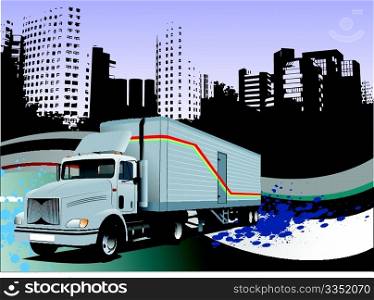Abstract hi-tech background with truck image. Vector
