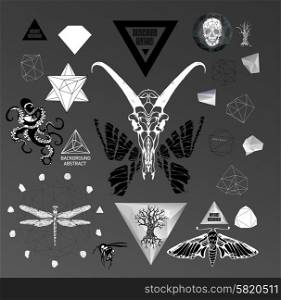 Abstract hipster illustration with polygonal design element, symbol, sign for tattoo