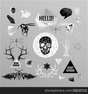 Abstract hipster illustration with polygonal design element, symbol, sign for tattoo