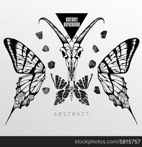 Abstract hipster poster, illustration drawn by hand, with polygon , crystal design element, symbol, sign for tattoo