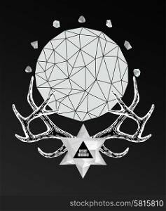 Abstract hipster poster, illustration drawn by hand, with polygon , crystal design element, symbol, sign for tattoo