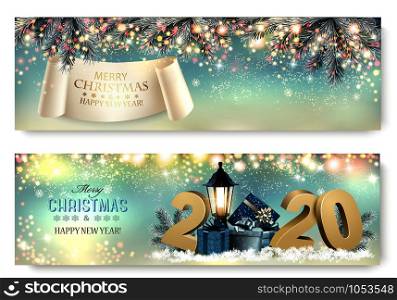 Abstract holiday christmas light banners. Vector illustration