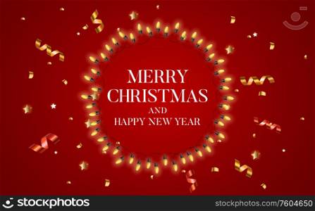 Abstract Holiday New Year and Merry Christmas Background with Bulb Garlang. Vector Illustration EPS10. Abstract Holiday New Year and Merry Christmas Background with Bulb Garlang. Vector Illustration