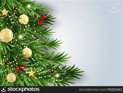 Abstract Holiday New Year and Merry Christmas Background with realistic Christmas tree. Vector Illustration EPS10. Abstract Holiday New Year and Merry Christmas Background with realistic Christmas tree. Vector Illustration