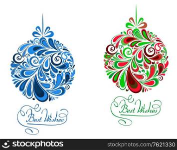 Abstract holidays balls in floral style for christmas design