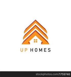 Abstract Home with Arrow and House Combination Logo Design. Architecture and Building Logo Design. Graphic Design Element.
