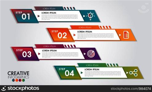 Abstract horizontal business banner geometric shapes with 4 step or options design web set template background or header Templates place for text.
