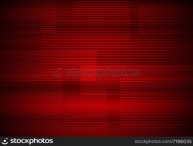 Abstract horizontal line pattern on red background modern design. Technology concept. Vector illustration
