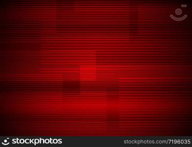 Abstract horizontal line pattern on red background modern design. Technology concept. Vector illustration