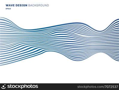Abstract horizontal lines blue wave design pattern horizontal lines on white background. optical art texture. Vector illustration