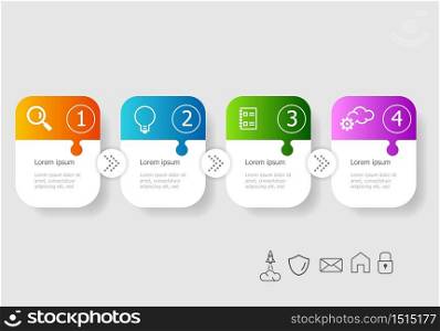 abstract horizontal timeline infographics 4 steps vector illustration
