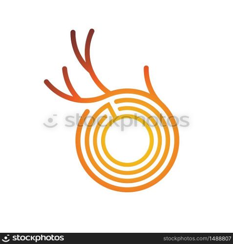 Abstract Horn Deer in Circle Symbol