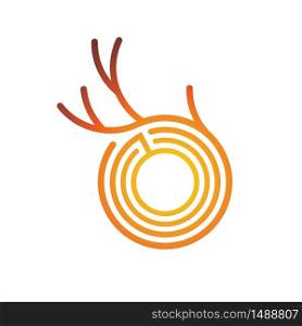 Abstract Horn Deer in Circle Symbol