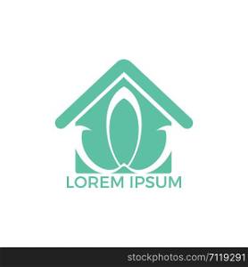 Abstract house and lotus flower logo design. Icon for business and ecology concepts, organic shop, eco and bio products, health Center.