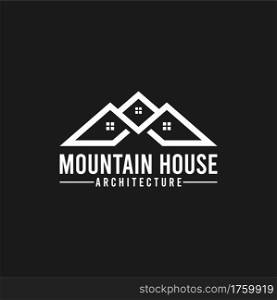 Abstract House Architecture Logo Design With Mountain Shape Concept, Isolated on Black Background. Graphic Design Element.