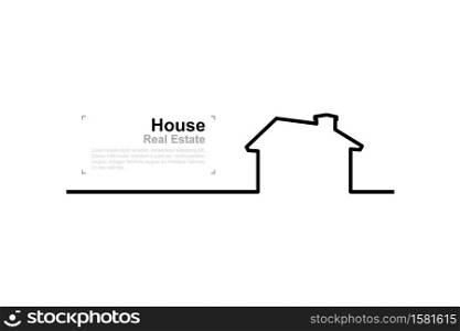 Abstract house shape sign and symbol. Image of real estate for residential template design. Vector illustration.